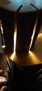 lámpara tronco madera